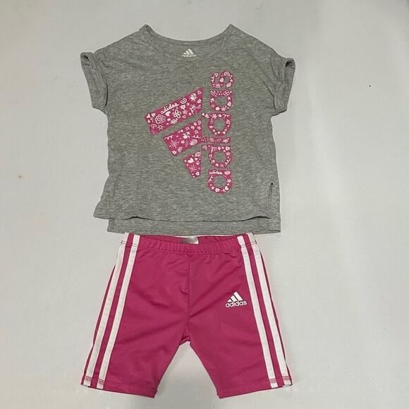 Adidas pink white and gray toddler girls size 3T - Picture 1 of 13